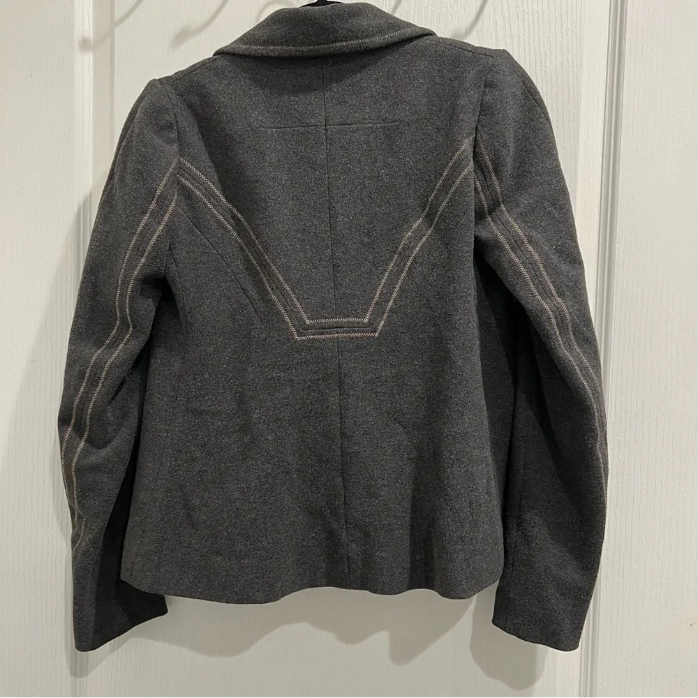 Anthropologie x ettwa Dark Gray Double Breasted Cropped jacket size 2